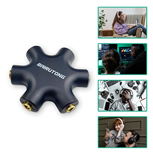 5-Jack Multi Headphone Audio Splitter With 3.5mm Stereo Cable 20cm & 100cm, 5-Pack