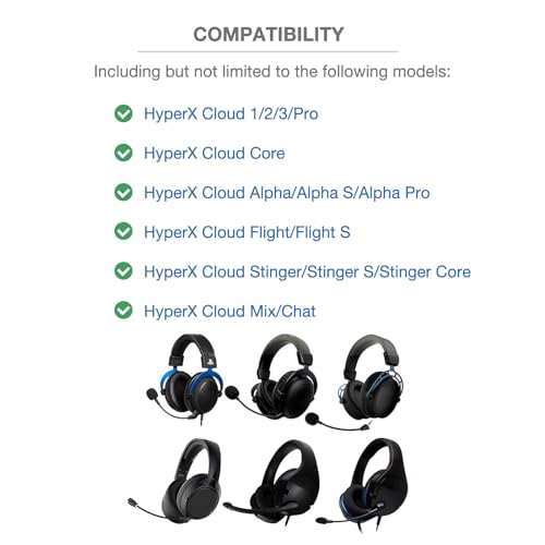 Headband Cushion Cover Compatible with HyperX Cloud 1/2/3/Pro/Core/Alpha/Alpha S/Alpha Pro/Flight/Flight S/Stinger/Stinger S/Stinger Core/Mix, CloudX/Stinger/Stinger Core/Flight/Chat Headset