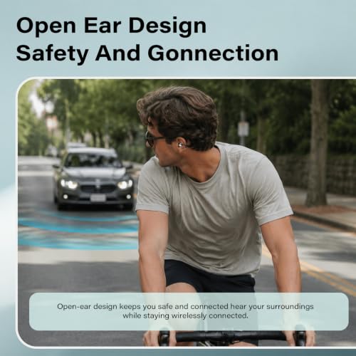 Clip-On Earbuds,Three Audio Modes,Bluetooth 6.0 Wireless Earbuds | IPX5 Waterproof,40H Playtime,Fast Charging,Lightweight Design,Comfort Fit for Small Ears,Sports and Glasses Wearers,Black