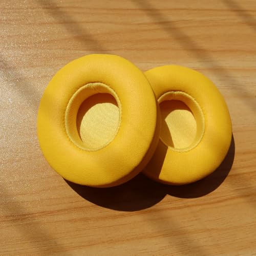 Beats Solo 3 Ear Pads Replacement, BUTIAO Soft Protein Leather Memory Foam Headphone Earpads Ear Cushions Pad for Beats by Dre Solo 3 Wireless & Solo 2 Wireless Over Ear Headsets (Yellow) - color: Yellow