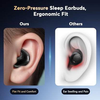 Sleep Earbuds Zero Pressure No Lights or Alerts, Tiny Hidden Earbuds for All Night Sleep