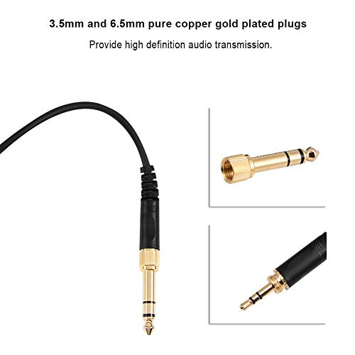 Replacement 3.5mm Male Plug to Bare Wire Open End, 3.5mm Plug Jack Connector Audio Cable for 770/770PRO/990/990PRO Headphones Repair, with 6.35mm Plug
