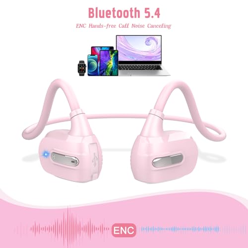 BANIGIPA Kids Headphones, Open Ear Headphones for Teens Child Boys Girls | Wireless Bluetooth 5.4 Headset w/ Built-in Mic for School/Tablet/Travel, 13g Ultra-Light, 85dB Protect Hearing, 10H Playtime - color: G03-Pink