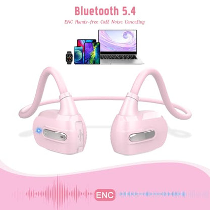 BANIGIPA Kids Headphones, Open Ear Headphones for Teens Child Boys Girls | Wireless Bluetooth 5.4 Headset w/ Built-in Mic for School/Tablet/Travel, 13g Ultra-Light, 85dB Protect Hearing, 10H Playtime - color: G03-Pink