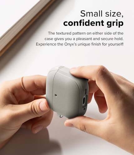 Ringke Onyx Magnetic for AirPods 4 Case [Compatible with MagSafe] Oil & Dirt Resistant Feels Good in The Hand Non-Slip Lightweight Cover with Carabiner - Warm Gray - color: Warm Gray, size: AirPods 4