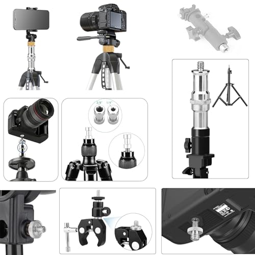 30Pack Camera Tripod Screw Mount Kit 1/4 to 3/8 Inch Adapter Threaded Converter 1/4" Swivel Ball Head and Hot Shoe E Clip for DSLR/Monopod/Flash Light/Quick Release Plate