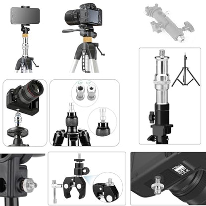 30Pack Camera Tripod Screw Mount Kit 1/4 to 3/8 Inch Adapter Threaded Converter 1/4" Swivel Ball Head and Hot Shoe E Clip for DSLR/Monopod/Flash Light/Quick Release Plate