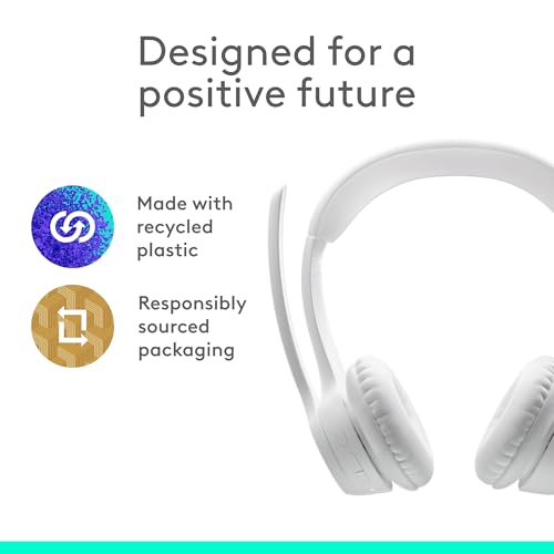 Logitech Zone 300 Wireless Bluetooth Headset Noise Canceling - Off-White | Compatible with Windows, Mac, Chrome, Linux, iOS, iPadOS, Android - color: Off-White