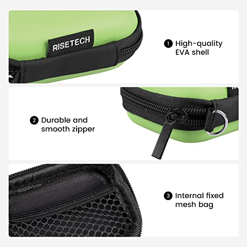 Earphone case, RISETECH Earbud Carrying Case Holder Hard EVA Headphone Small Zipper Pouch Compatible with Flash Drive, USB Charging Cable, SD Memory Card, AirPods, Sony Wired Earbuds with Clip -Green - color: Green
