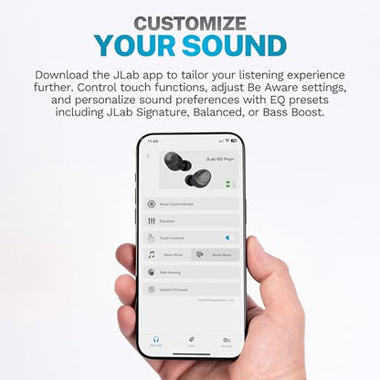 JLab Go Air Pop+ True Wireless Bluetooth Earbuds in Black Plus Cloud Foam Mnemonic Earbud Tips