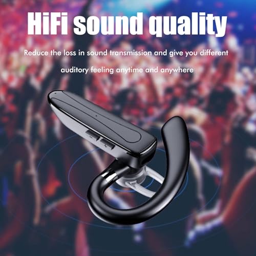 Bluetooth Headset Single Ear Wireless Earpiece V5.1 for Trucker Driving Office Call Use with ENC Noise Cancelling (Wireless Headset Bluetooth)