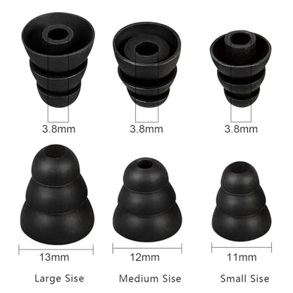 Earbud Tips Earbud Covers Triple Flange Ear Tip, 9 Pairs S/M/L Size Triple Flange Noise Isolate Silicone Cushion Ear Bud Tips with 3.8mm Connector Hole, Fit for Most in Ear Earphone