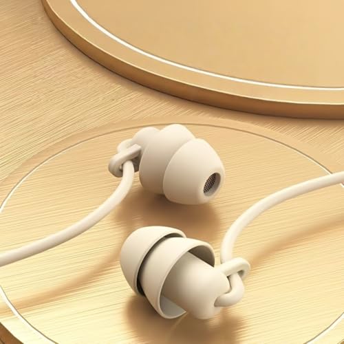 Soft Silicone Wired Sleep Earbuds, 3.5mm Jack Noise Isolating in-Ear Headphones, Comfort Side Sleeping Earphones (Beige) - color: Beige