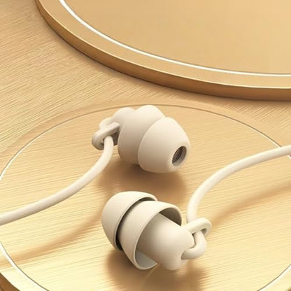 Soft Silicone Wired Sleep Earbuds, 3.5mm Jack Noise Isolating in-Ear Headphones, Comfort Side Sleeping Earphones (Beige) - color: Beige