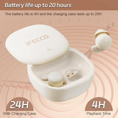 IFECCO Sleep Earbuds for Side Sleepers with Noise Blocking | Sleep Headphones for Side Sleepers,Sleeping Earbuds with Mic,IPX6 Waterproof,Bluetooth 6.0