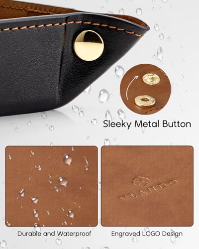 VLANDO Travel Valet Tray, Foldable PU Leather Catchall Tray, Light Brown - color: Light Brown, size: Square