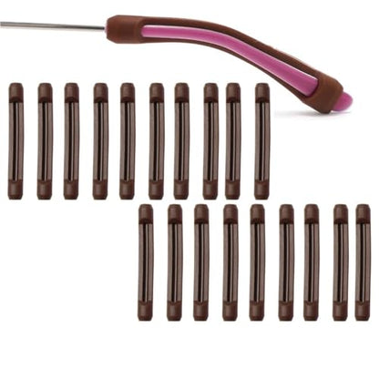 300Pcs Silicone Anti Slip Temple Tip Holder Eyeglass Grips Ear Hooks for Glasses | Non-slip silicone ear hooks keep glasses secure; 300pcs in black, clear, grey, coffee. - color: Coffee
