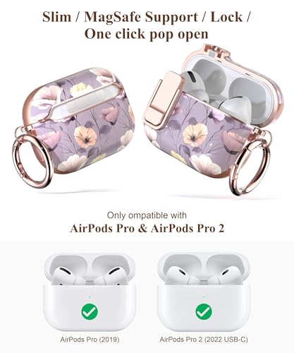 TATOFY for AirPods Pro 2nd Generation Case with Lock Carabiner Cleaner, Slim AirPod Pro 1st & 2nd Hard Case Cover, Compatible with MagSafe (Purple) - color: Violet, size: AirPods Pro 1st & 2nd Gen