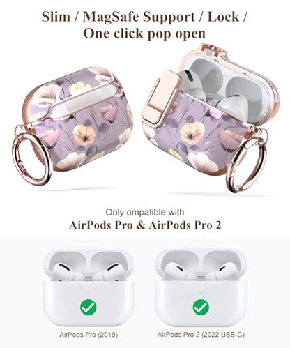 TATOFY for AirPods Pro 2nd Generation Case with Lock Carabiner Cleaner, Slim AirPod Pro 1st & 2nd Hard Case Cover, Compatible with MagSafe (Purple) - color: Violet, size: AirPods Pro 1st & 2nd Gen