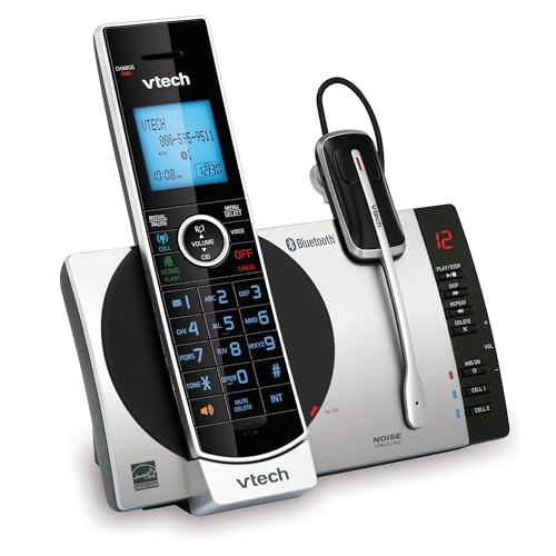 VTech-Cordless Phone with Answering Machine with DECT 6.0 Headset, Bluetooth, Connect to Cell, Caller ID/Call Waiting, Handset Intercom,1,000 Name & Number Phonebook -DS6771-2 Silver/Black - size: Handset + Headset, style: Handset + Headset
