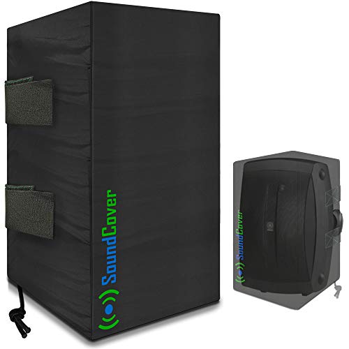 The Original Light Outdoor Speaker Covers for C-Bracket Mounted Speakers – Premium 210T Polyester with Silver UV Protective Coating – Water-Resistant, All-Weather Protection – Medium Size (Set of 2) - size: MEDIUM: H 13.6" x W 7.9" x D 8.9"