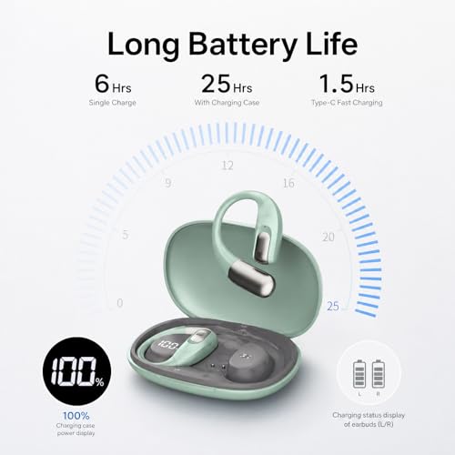Wireless Sport Earbuds Bluetooth Headphones,Lightweight Earbuds with Ear Hooks,Bluetooth5.4 Wireless Earphones,25H Playtime, IPX4 Waterproof Running Headphones for Gym(Green) - color: Green