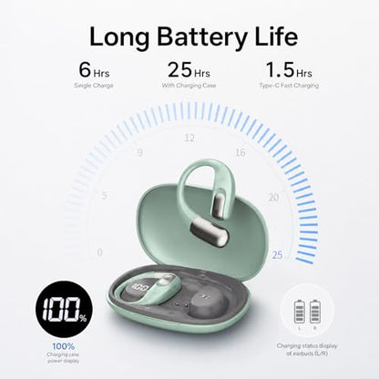 Wireless Sport Earbuds Bluetooth Headphones,Lightweight Earbuds with Ear Hooks,Bluetooth5.4 Wireless Earphones,25H Playtime, IPX4 Waterproof Running Headphones for Gym(Green) - color: Green