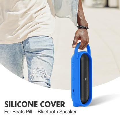 Silicone Cover for Beats Pill Portable Bluetooth Speaker Storage Bag Speaker Holder Travel Bag (Blue) - color: Blue