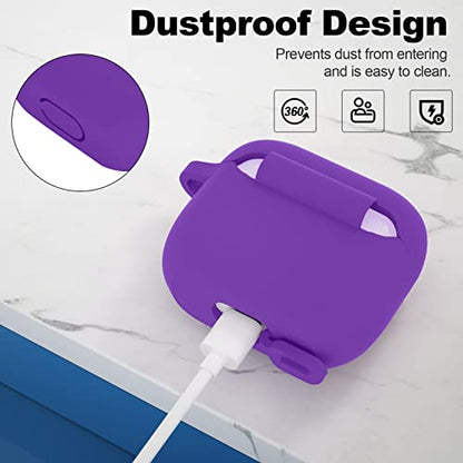 Compatible with AirPods 3 Case, Protective Silicone Cover for AirPods 3rd Generation Case 2021, Wireless Charging - Purple - color: C-Purple