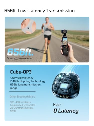 GODOX Cube-OP3 2.4GHz Wireless Lavalier Microphone System - 200M Low-Latency Transmission, 48kHz/24bit Hi-Res Audio, 10H Battery, Compatible with DJI OSMO Pocket 3, Smartphones & Laptops, Plug & Play