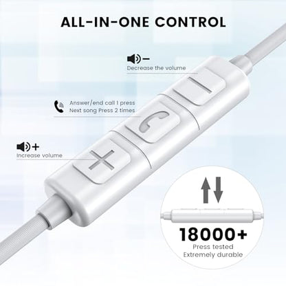 Wired Earbuds with Microphone,Wired Earphones in Ear Headphones HiFi Stereo | 3.5mm Jack in Ear Headphones with Microphone iPhone/Samsung/Android/MP3/MP4/Computer/Laptop,for school,office,gaming,travel - color: White, size: 2 pack