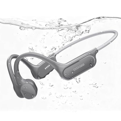 Bone Conduction Headphones IP68 Waterproof Headphones for Swimming, Open-Ear Underwater Swimming Earbuds Bluetooth 5.4 32GB MP3 10H Battery for Sport Running Fitness(Gray) - color: GRAY