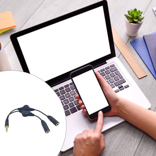 Headphone Splitter 3.5Mm Male to Double Female Headphone Headset Y Splitter Cable with Volumes Control Switches Headset Splitter for Pc, Black