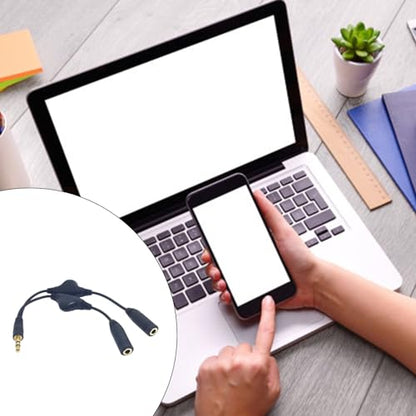 Headphone Splitter 3.5Mm Male to Double Female Headphone Headset Y Splitter Cable with Volumes Control Switches Headset Splitter for Pc, Black