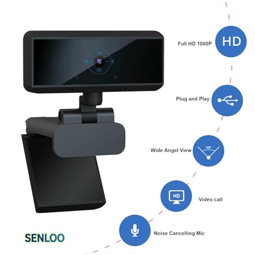 Full HD 1080P Webcam - Webcam for Pc - Auto Focus Webcams - Wide Angle Camera with Built-in Dual Mic for Laptop Computer or Desktop PC, Great for Live Streaming, Calls, Video Conferencing