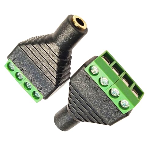 3.5mm 4Pole Female TRRS Stereo AudioVideo AUX Balun Adapter2pcs | 1/8" Female Jack to 4 Screw Solderless Terminal Female Adapter AUX Balun Connector for Headphone