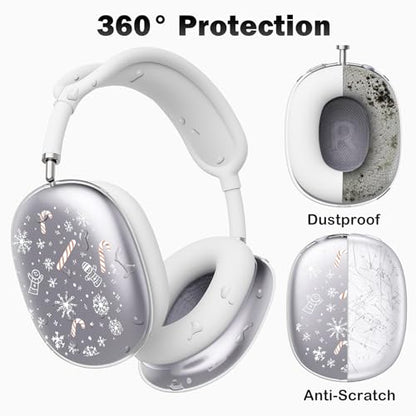 for AirPods Max Headphones Christmas Ear Covers for AirPods Max 2 | Cute Snowflake Clear Ear Cups Cover | White Silicone Ear Pad Case Headband Cover for Apple AirPods Max 2/1 (2026/2024/2020) - color: Snowflake A/White
