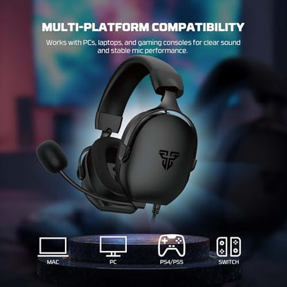 FANTECH Gaming Headset with 7.1 Virtual Surround Sound, Noise Cancelling Microphone, 40mm Drivers, USB Connection, in-Line Audio Control, Compatible with PC, PS4, PS5, Mac, Switch (White)