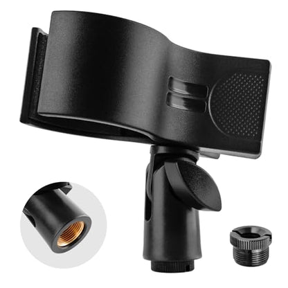 Microphone Holder, Large Mic Accessory Clip for Stands & Tripod | Sturdy ABS, Secure Grip, Foam Liner, Brass 5/8" to 3/8" Adapter, Fits 1.26"–2.3" Handheld Condenser & Dynamic Wireless Mics - size: 1Pcs