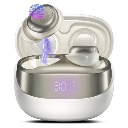 Sleep Earbuds Bluetooth 5.4 in Ear Light-Weight Headphones, Mini Sleep Headphones Small Design for Side Sleepers, 47H Playtime with Charging Case, Clear Calls Earphones, IvoryWhite - color: IvoryWhite