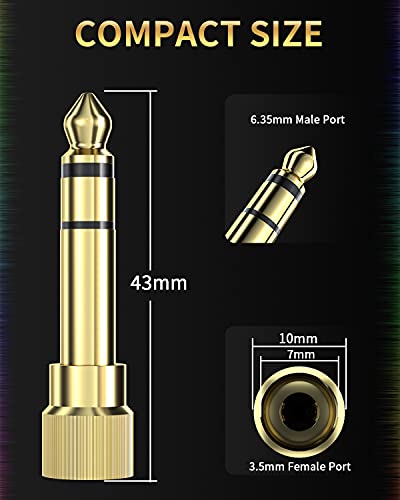 bestune 6.35mm (1/4 Inch) Male to 3.5mm (1/8 Inch) Female Audio Adapter Gold Plated Stereo Phone Screw-On Adapter for Guitar Headphones Amp, 4Pcs - size: 4 PACK-Upgrade