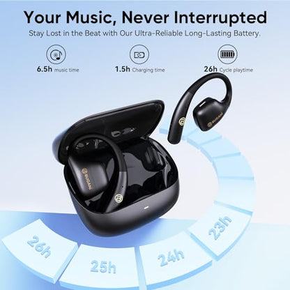 BUGANI Open Ear Earbuds, Open Ear Headphones Running Earbuds Wireless | Headphones Bluetooth Wireless 5.4, 40H Playtime, IPX5 Waterproof Earphones For Workout, Running, Sport