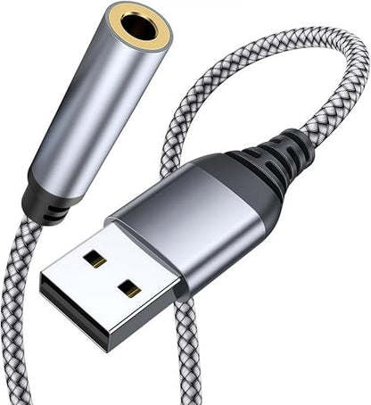 USB to 3.5mm Jack Audio Adapter,39 inch USB to Audio Aux Cable | External Stereo Sound Card,3.5mm TRRS Female Headset for PS4/PS5/Headphone/Mac/Linux/Laptop/Desktops/Docking Station - size: 1Pack 39 inch