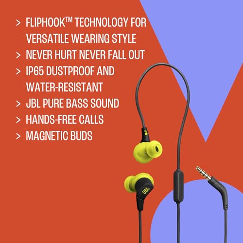 JBL Endurance Run 3 - Wired Sport Headphones - Black/Gray | FlipHook technology for versatile wearing style, IP65 dustproof and water-resistant, JBL Pure Bass Sound, Hands-free calls