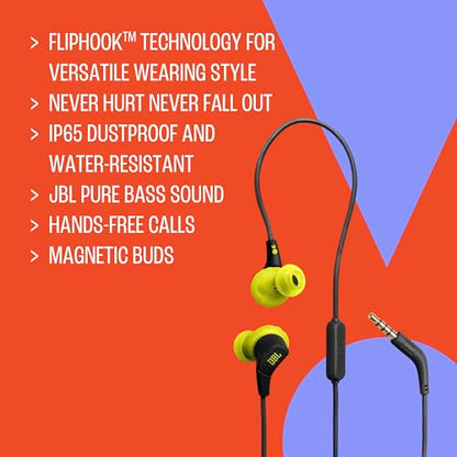 JBL Endurance Run 3 - Wired Sport Headphones - Black/Gray | FlipHook technology for versatile wearing style, IP65 dustproof and water-resistant, JBL Pure Bass Sound, Hands-free calls