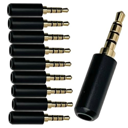 3.5mm TRRS 4-Pole Stereo Male Solder Plug, 10 Pack