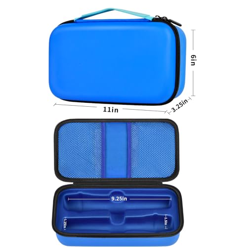 Wireless Microphone Case Compatible with JBL Wireless Two Microphone System, Handheld Dual Mic Travel Bag for Singing or Karaoke for Receivers, Adapters, AA Batteries - color: Blue