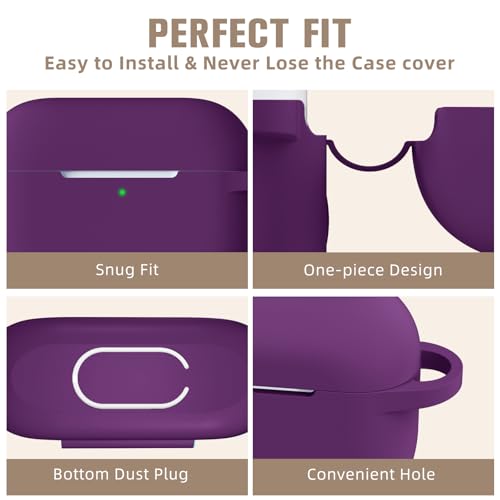 Hamile Compatible AirPods Pro Case Protective Silicone Case Shockproof Cover Skin for Apple AirPod Pro 2019 Charging Case, with Keychain, Purple - color: Plum