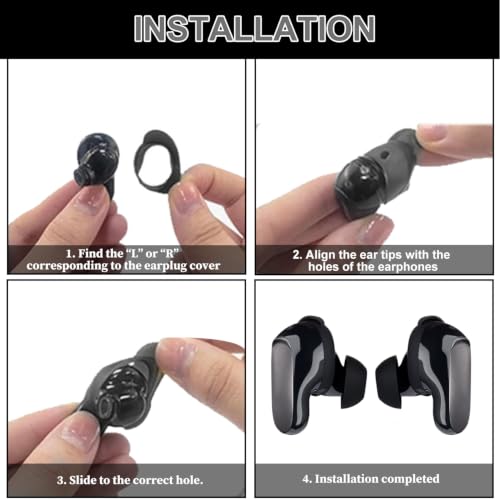 Aiivioll 6-Pack Ear Tips + Wings for Bose QuietComfort Ultra/II, Black