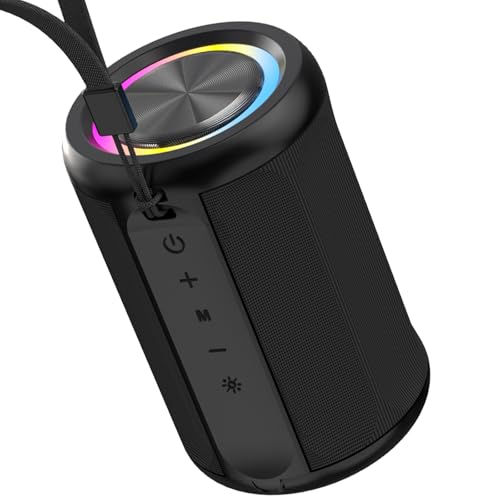 Small Portable Bluetooth Speaker with RGB Light, Clear Stereo Sound, Wireless Speaker Bluetooth 5.4, TWS Pairing, AUX & TF Card Input for Bedroom, Desk, Travel, Home